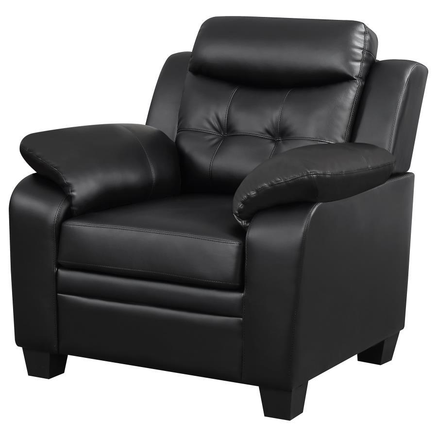 Finley - Upholstered Padded Arm Tufted Accent Chair - Black