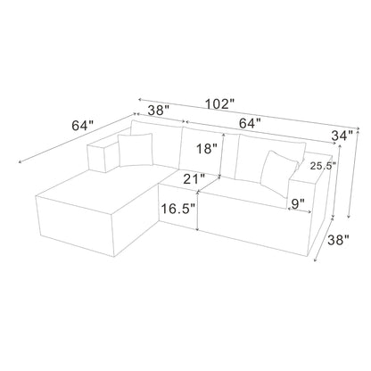 L - Shape Full Compressed Upholstered Sectional Home Essentials