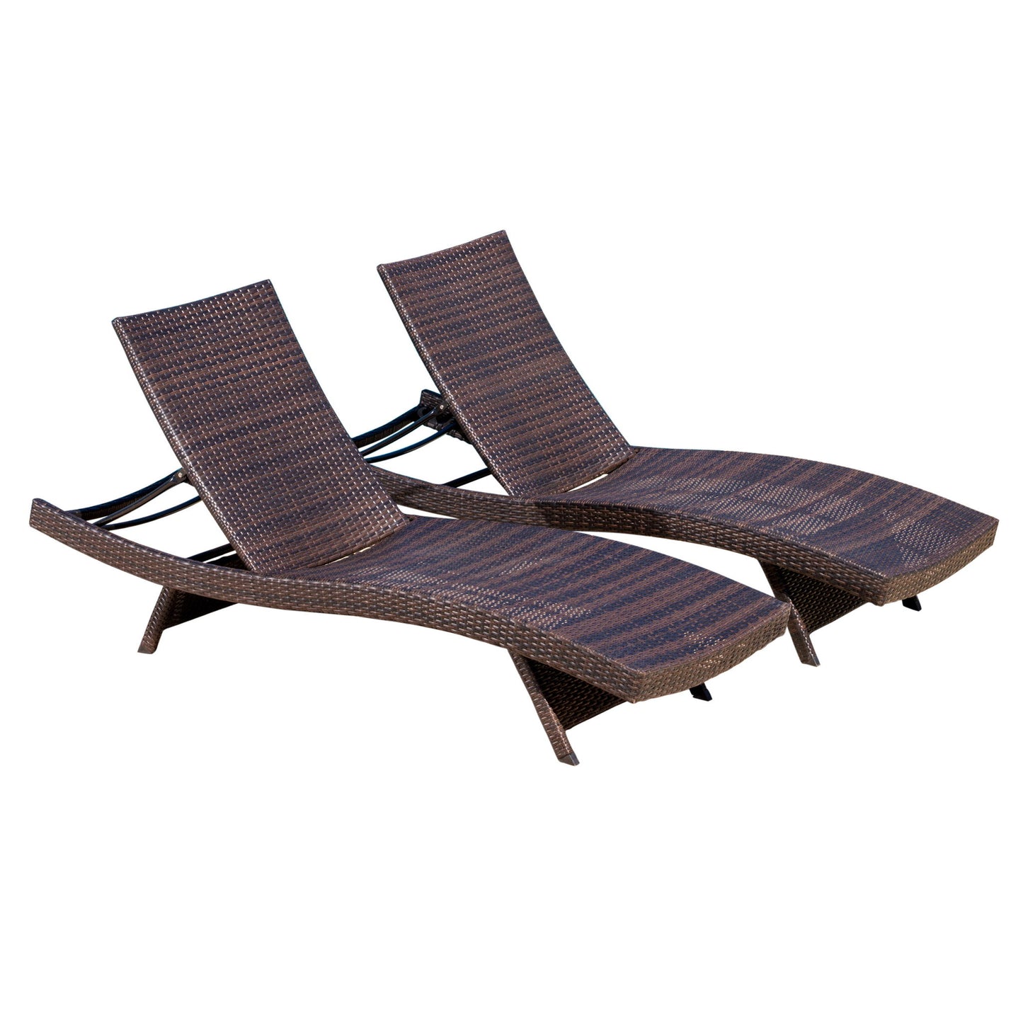 Salem - Wicker Chaise Lounge Adjustable Rattan Outdoor Chair Set - Brown Multi Noble House