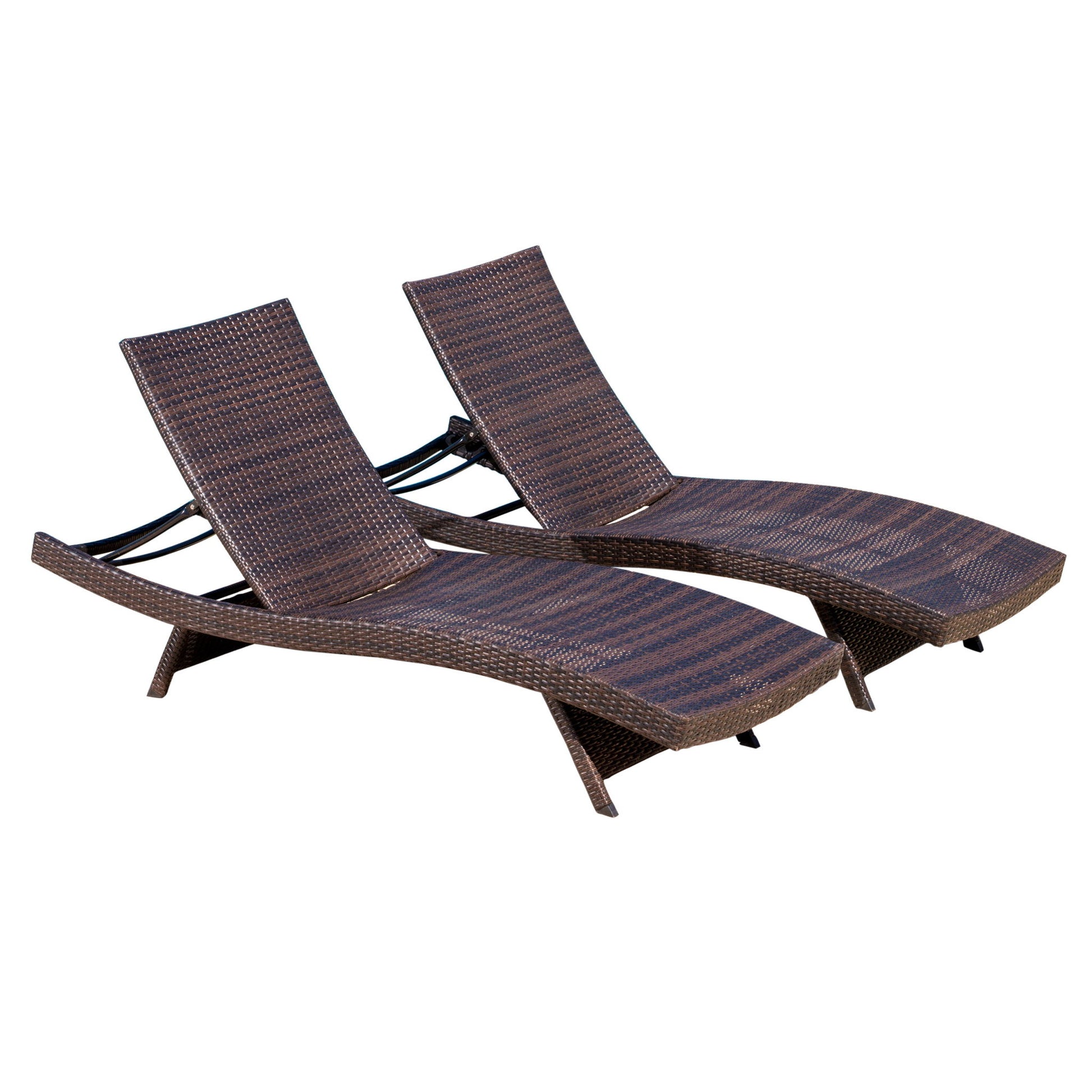 Salem - Wicker Chaise Lounge Adjustable Rattan Outdoor Chair Set - Brown Multi Noble House