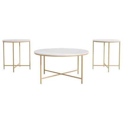 Ellison - Round Marble Coffee And End Table Set Coaster Fine Furniture