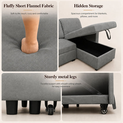 L - Shaped Convertible Sofa Bed With Storage Chaise Home Essentials