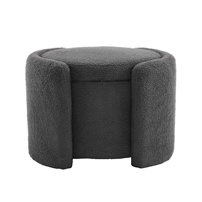 Cozy Boucle Storage Ottoman, Stylish Comfort With Hidden Storage Noble House