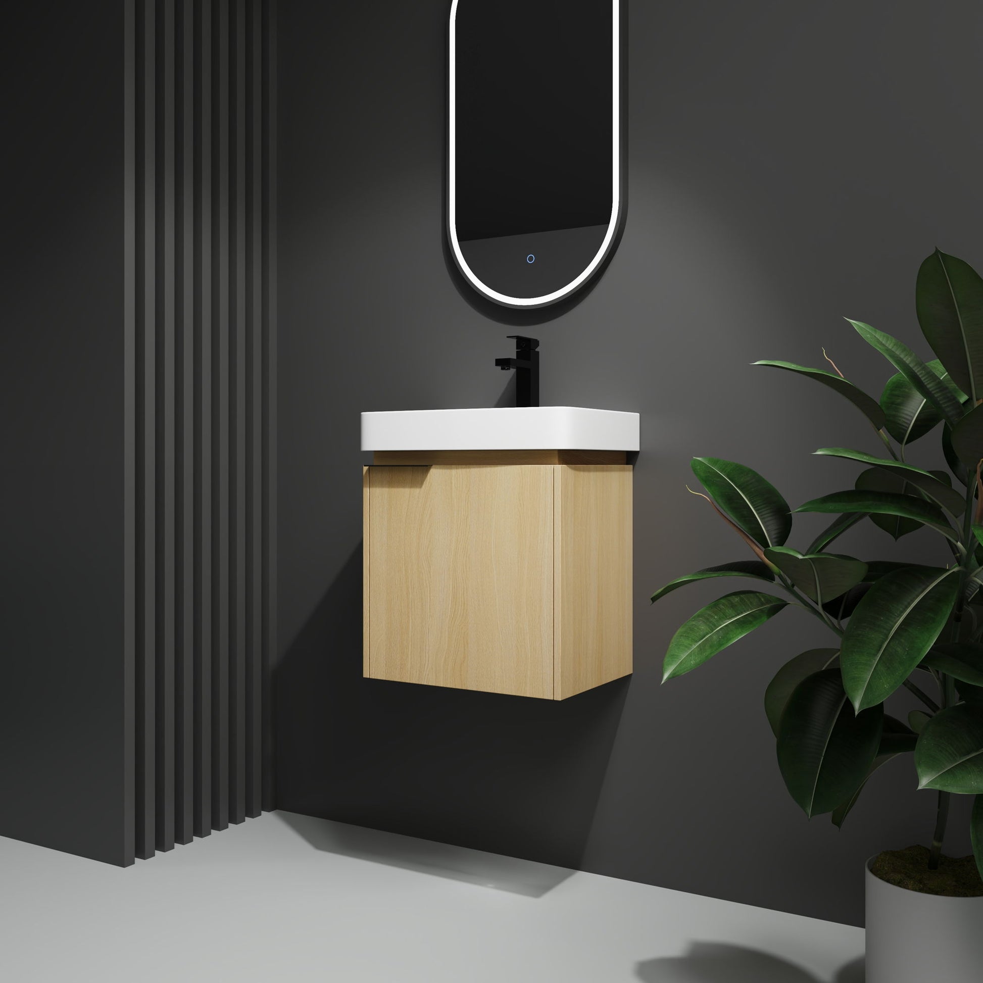 Wall Mounted Bathroom Vanity With Ceramic Sink And Storage Cabinet Home Essentials