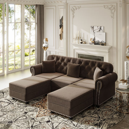 Upholstered Sofa Set With Nailhead Trim And Rolled Armrests, Includes Pillows Home Essentials