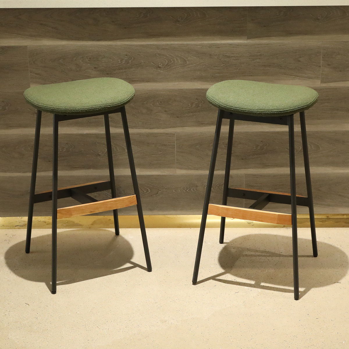 39" Modern (Set of 2) Bar Stools Comfortable & Stylish Counter Height And Bar Height Bar Stools, Soft Fabric Upholstered, Backless For Kitchen, Dining Room Bar Chairs - Green