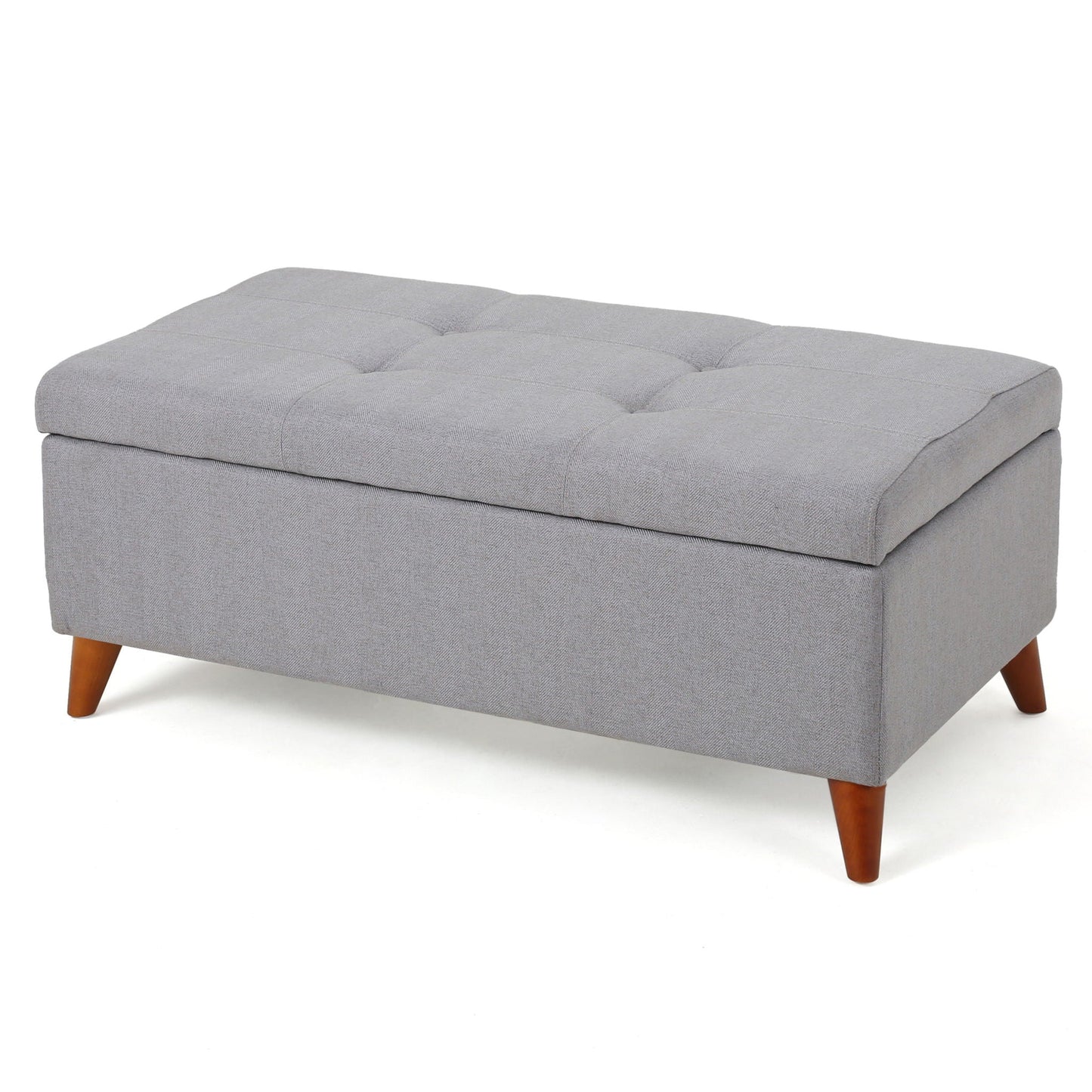 Kinetics - Upholstered Storage Ottoman With Lift-Top And Button Tufted Seat - Light Gray Noble House