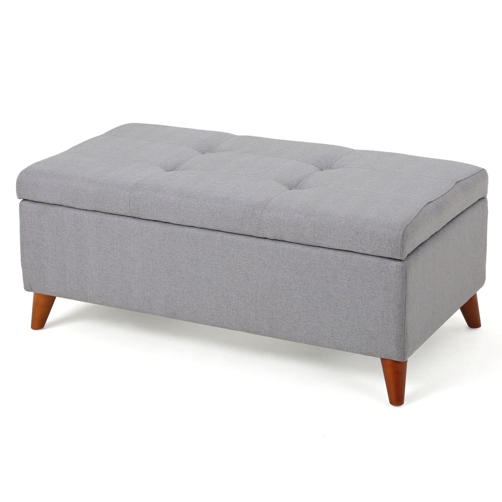 Kinetics - Upholstered Storage Ottoman With Lift-Top And Button Tufted Seat - Light Gray Noble House