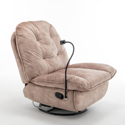 Modern Swivel Gliding Recliner Chair With Rocking Function And Phone Holder, Large Comfortable Home Essentials