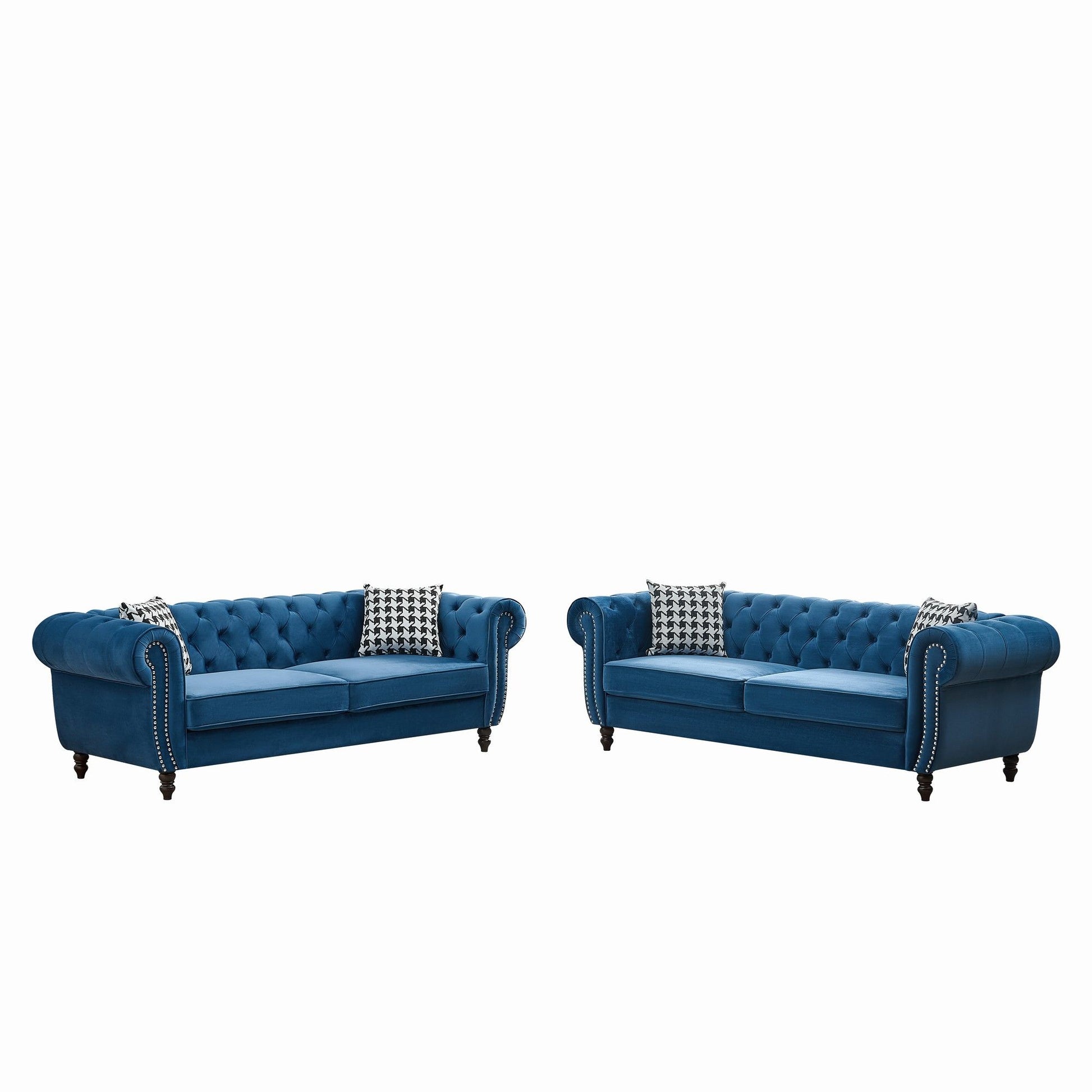 Chesterfield Set With Roll Armrest & Nailhead Home Essentials