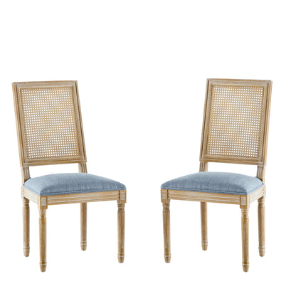 French Country Dining Chair With Rectangular Cane Backrest And Smooth Upholstered Seating Noble House