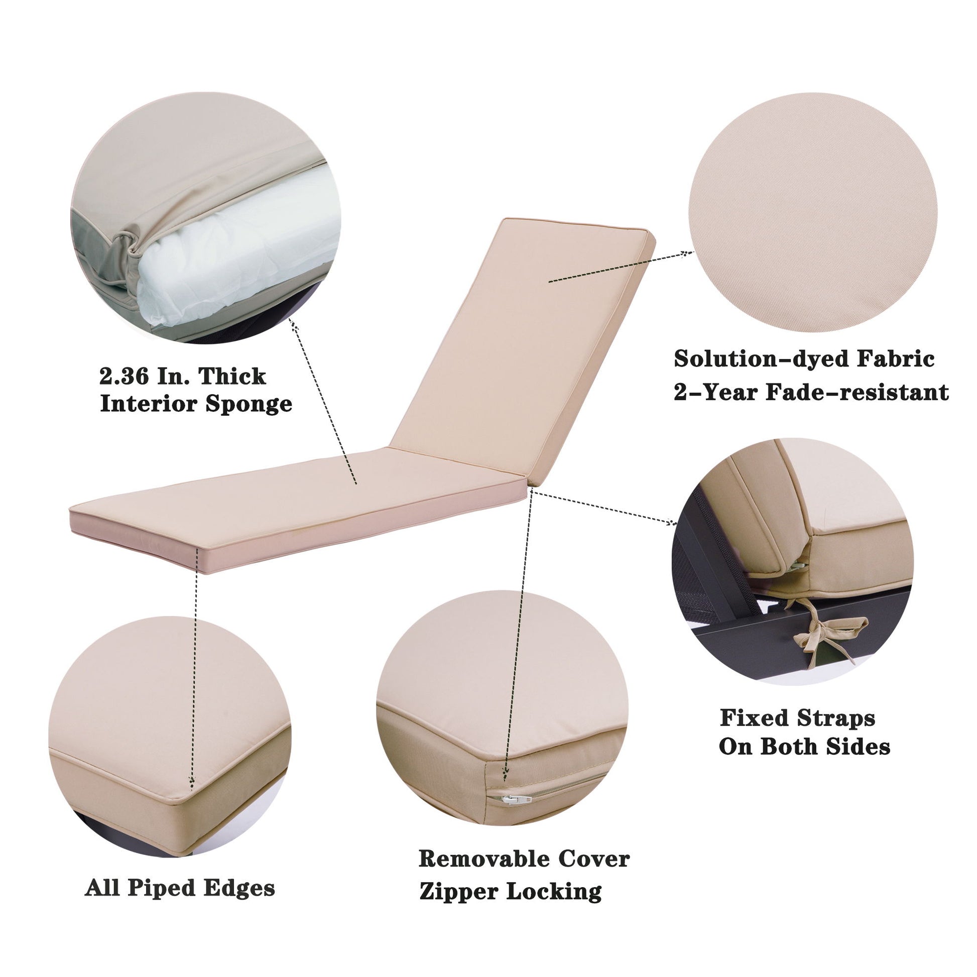 Outdoor Lounge Chair Cushion Replacement Patio Funiture Seat Cushion Chaise Home Essentials