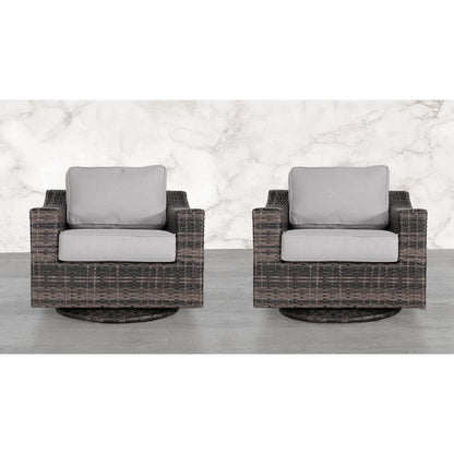 Contemporary Outdoor Swivel Patio Chair With Cushions (Set of 2) - Brown LSI Patio Furniture