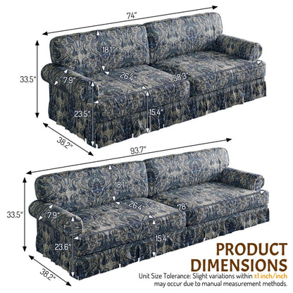 Luxuriously Comfortable Cloud Couch With Elegant Rolled Arms & Pleated Skirt Design Home Essentials