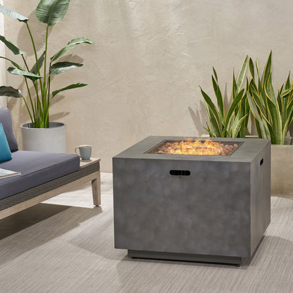 Outdoor Patio Gas Burning Fire Pit Table 50,000 Btu, Square Noble House