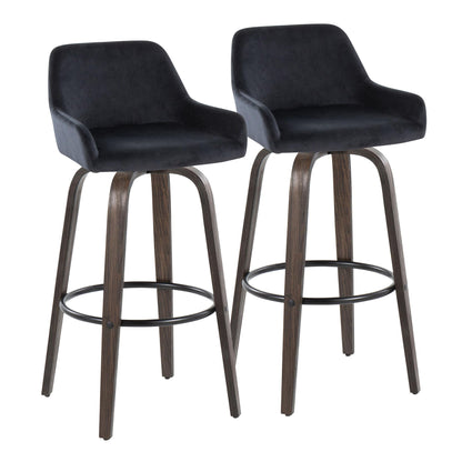 Daniella - Contemporary Fixed Height, Barstool With Swivel With Round Footrest (Set of 2) Lumi Source