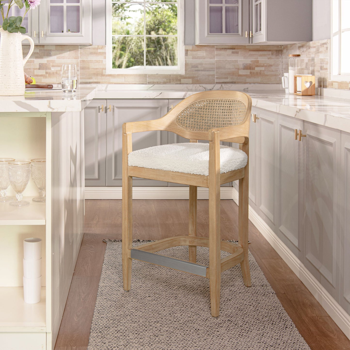 Americana - Mid-Century Modern Cane Back Counter Stool Jennifer Taylor Home