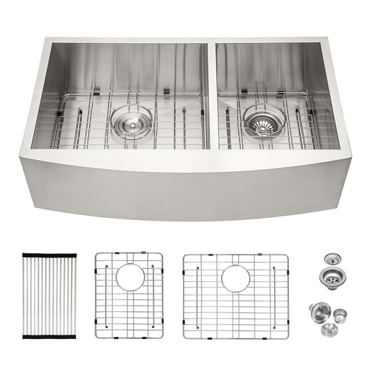 Farmhouse Sink With Double Bowl, 60 / 40 Daily Nest