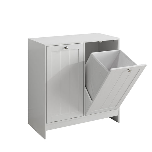 Tilted Laundry Hamper With Removable Basket, Hidden Laundry Hamper, Bathroom Storage Cabinet, Free Standing Organizer - White Home Essentials