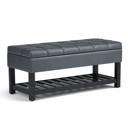 Saxon - Upholstered Transitional Storage Ottoman Bench Simpli-Home
