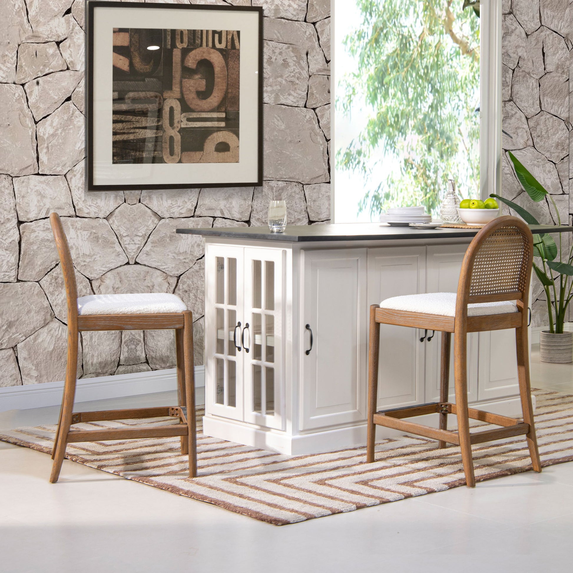 Panama - Curved Back Cane Counter Stool (Set of 2) Jennifer Taylor Home