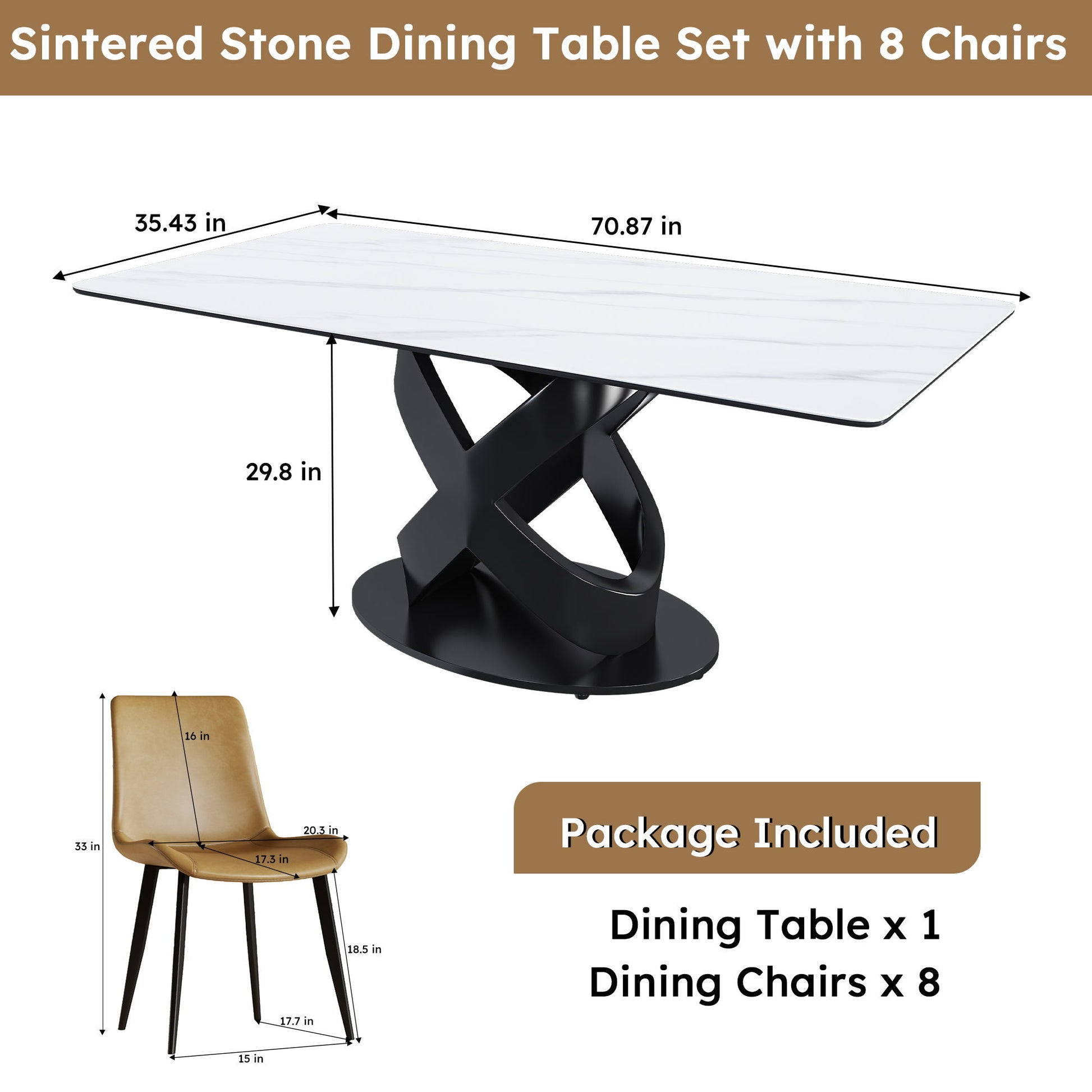 Rectangular Dining Table, Table For 8 Guests - Black / White Home Essentials