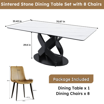 Rectangular Dining Table, Table For 8 Guests - Black / White Home Essentials