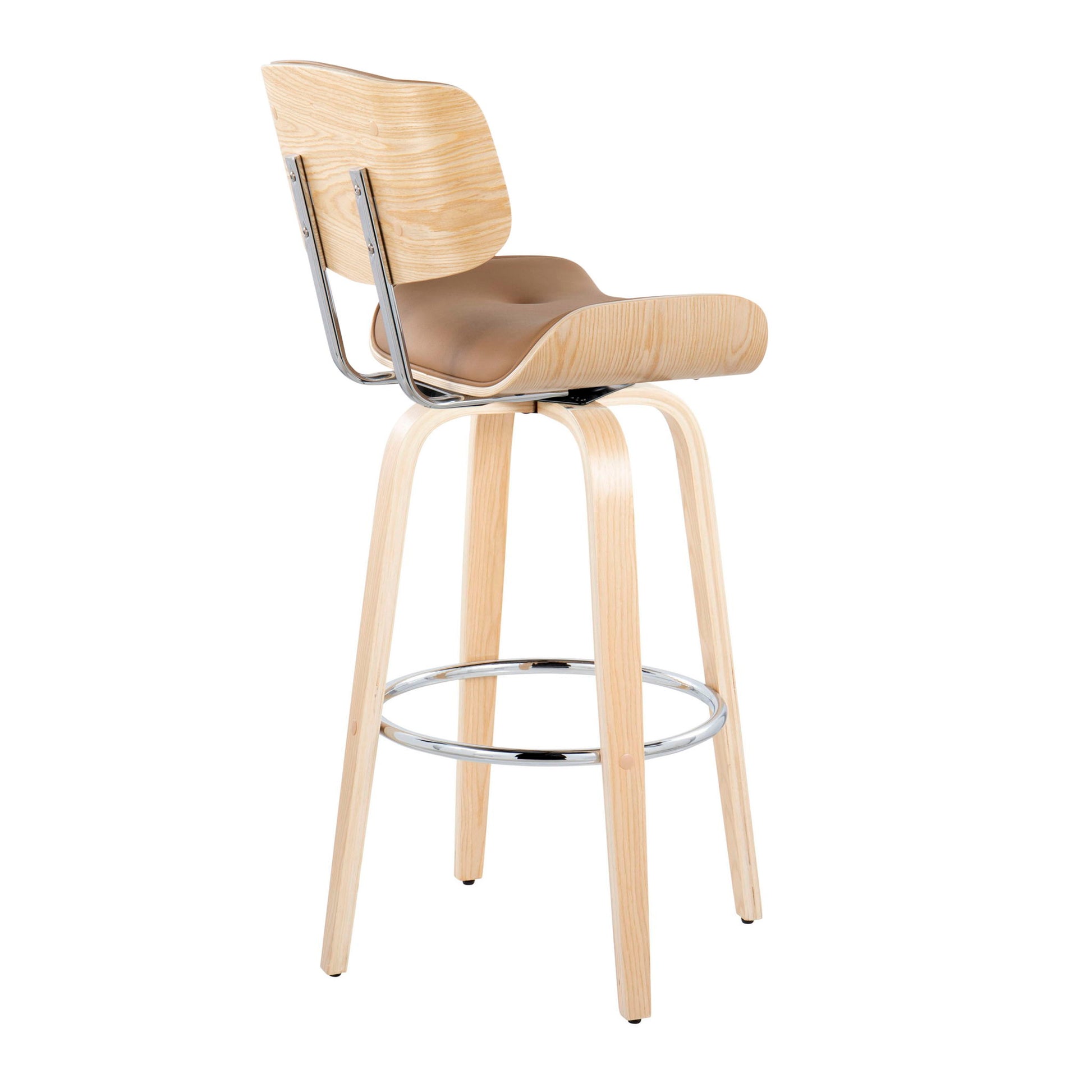 Lombardi - Mid Century Modern Fixed Height Barstool With Swivel With Round Footrest (Set of 2) Lumi Source