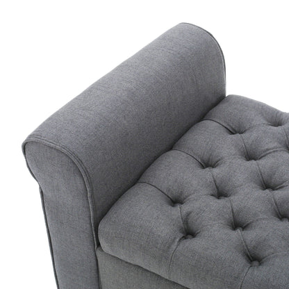 Hayes - Contemporary Armed Storage Bench With Rolled Arms And Button Tufting Noble House