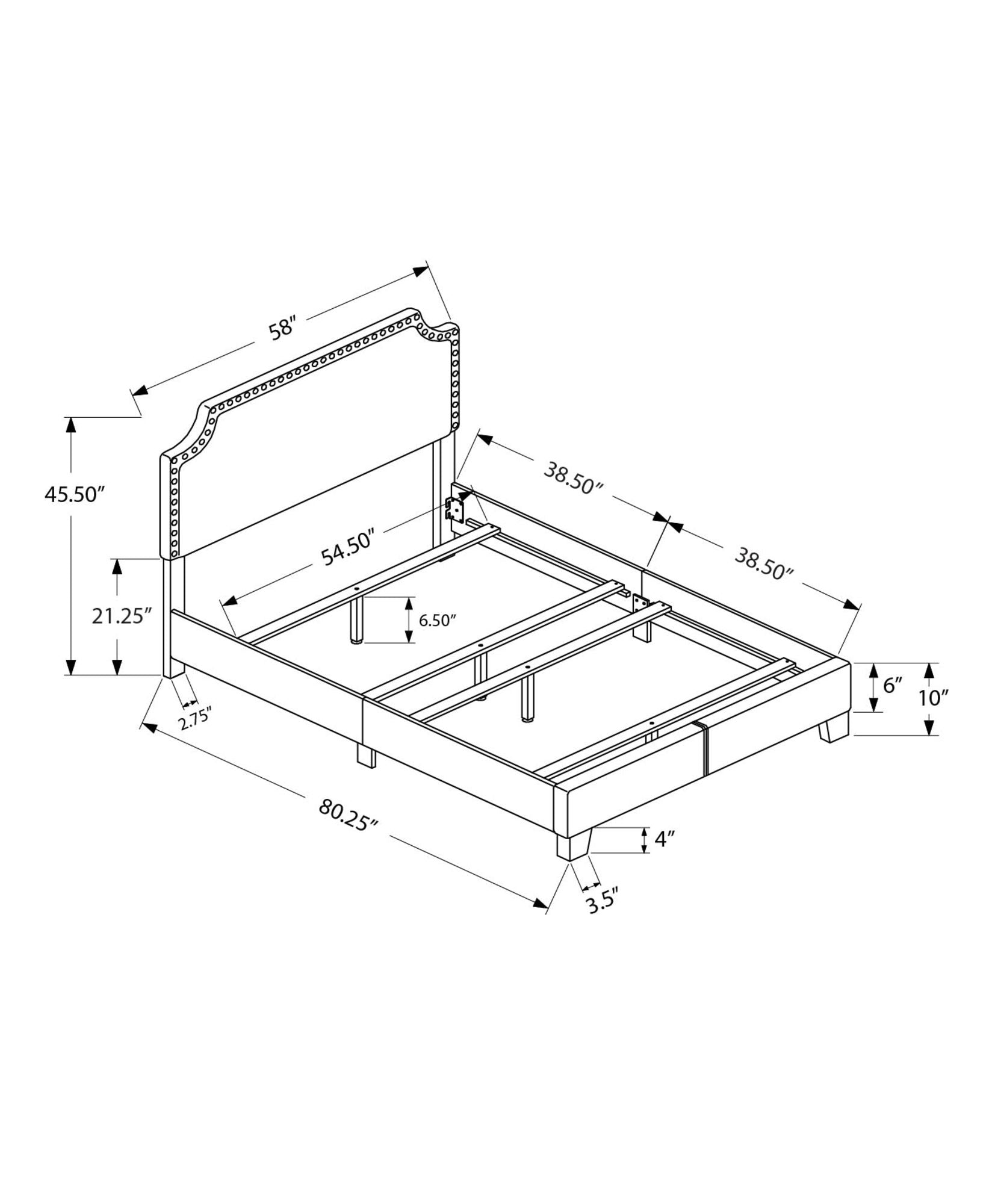 Bed Upholstered, Transitional 8th Street