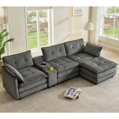 Oversized Modular Sectional Sofa With Multi Functional Console Home Essentials