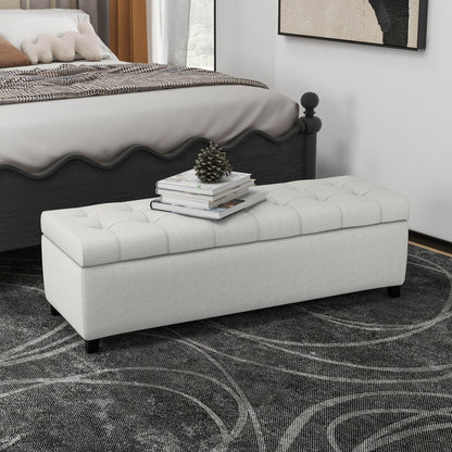 Upholstered Storage Ottoman Bench, Foot Rest For Bedroom Noble House