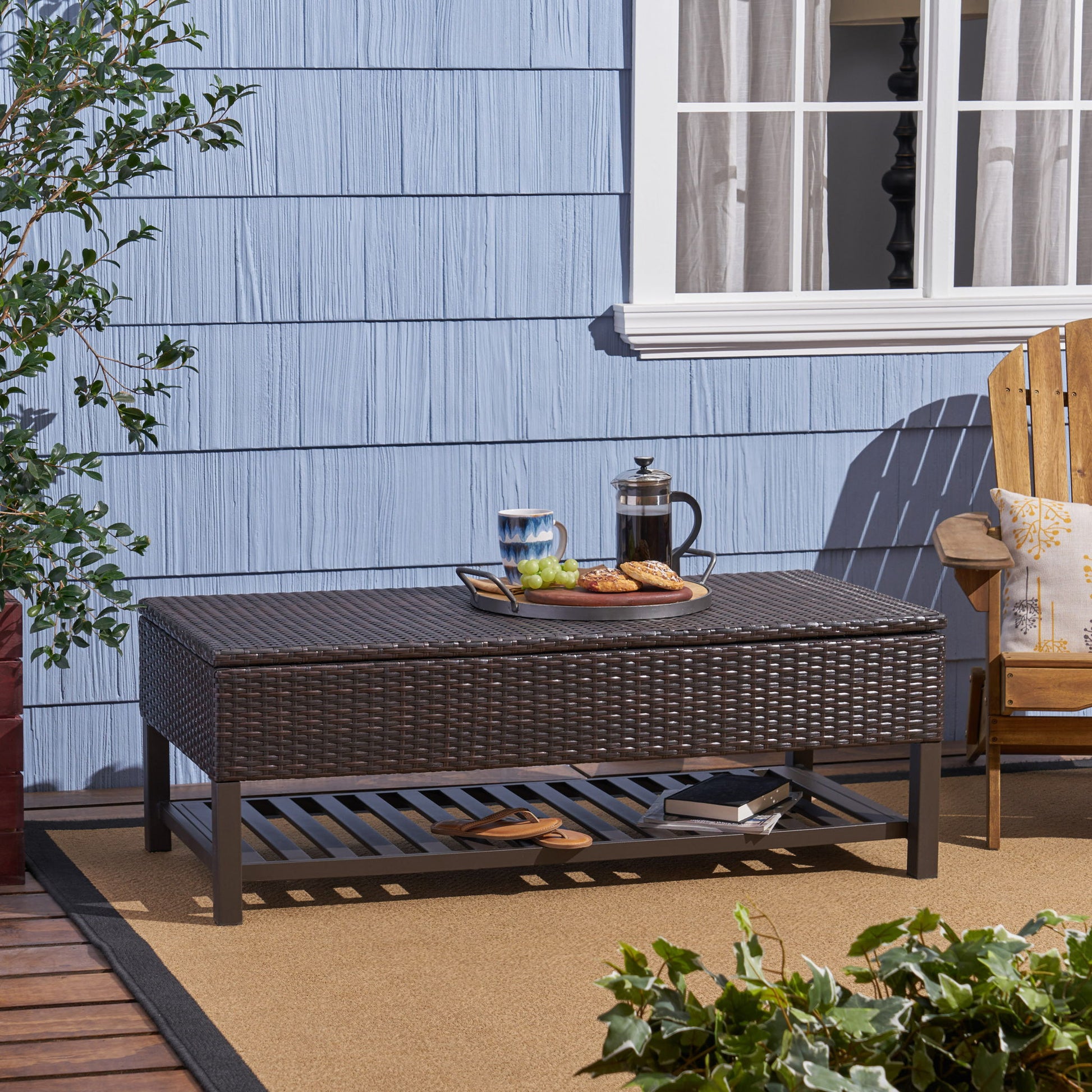 Regent - Storage Bench With Metal Rack - Brown Multi Noble House