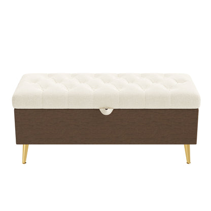 Modern Tufted Storage Ottoman Bench With Metal Legs Hearth and Haven
