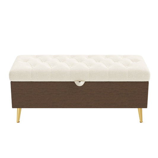 Modern Tufted Storage Ottoman Bench With Metal Legs Hearth and Haven