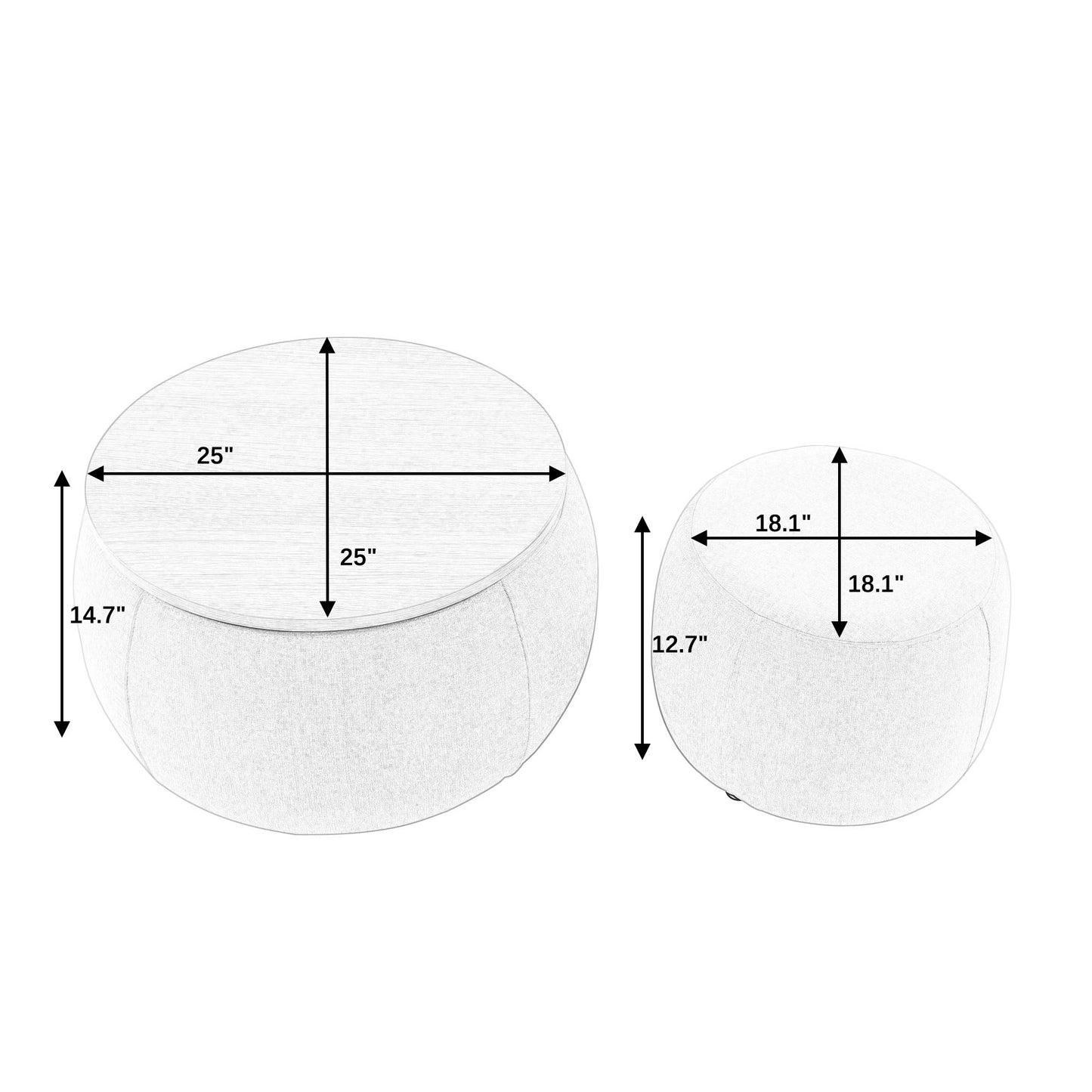 Round Storage Ottoman, 2 In 1 Function, End Table And Ottoman Home Essentials