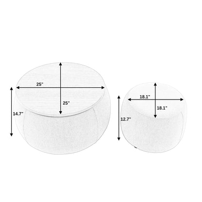 Round Storage Ottoman, 2 In 1 Function, End Table And Ottoman Home Essentials