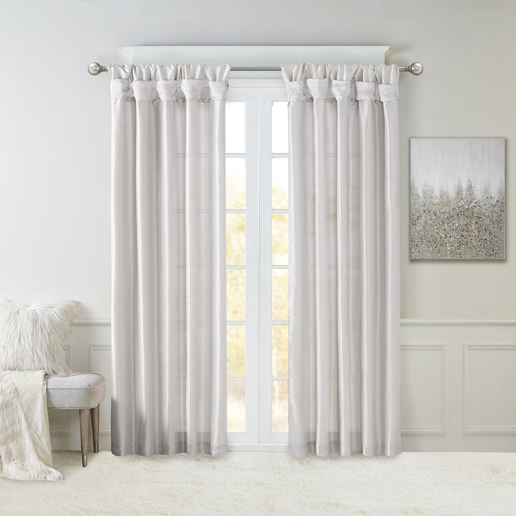 Emilia - Twist Tab Lined Window Curtain - Silver