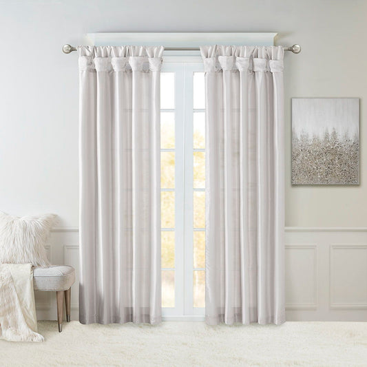 Emilia - 108" Twist Tab Lined Window Curtain - Silver