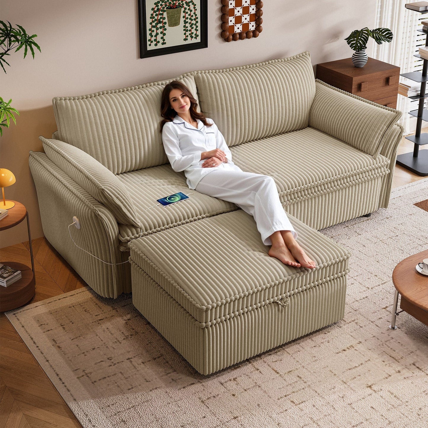 2 In 1 Convertible Sofa Bed, Multi Functional Living Room Furniture Home Essentials