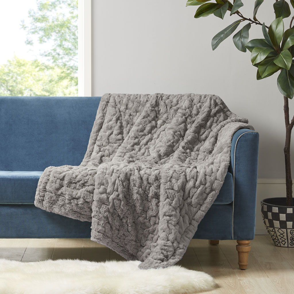 Ruched Throw - Gray