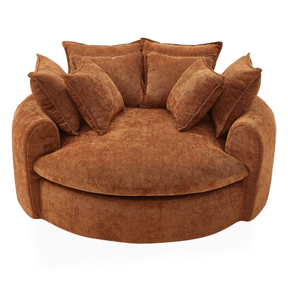 Modern Round Chaise Sofa With 8 Throw Pillows Hearth and Haven