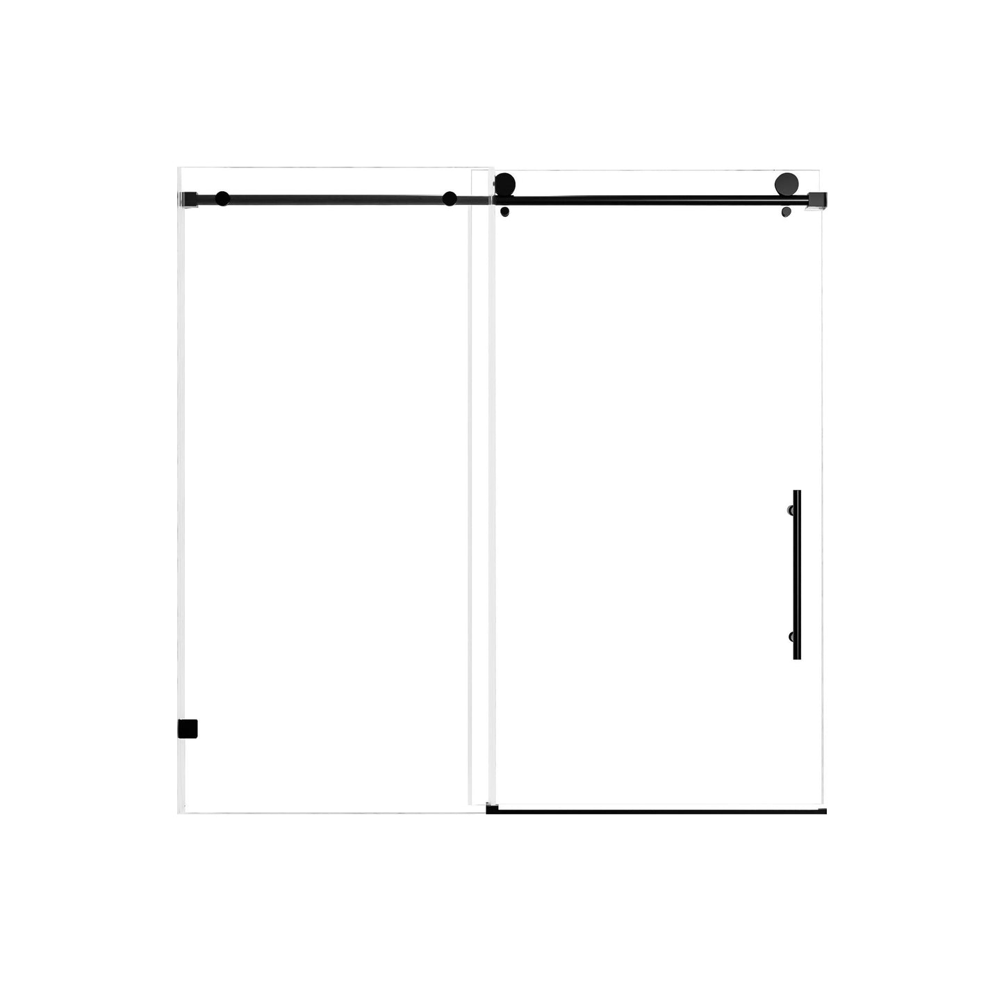 Frameless Single Sliding Shower Door With Soft Close, 5 / 16" Clear Nano Coated Tempered Glass, 60" X 60" - Matte Black Daily Nest