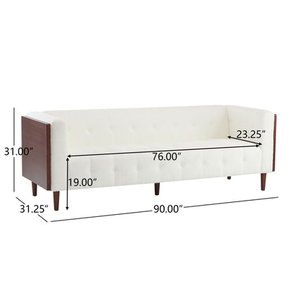 Contemporary 3 Seater Sofa With Tufted Design Noble House