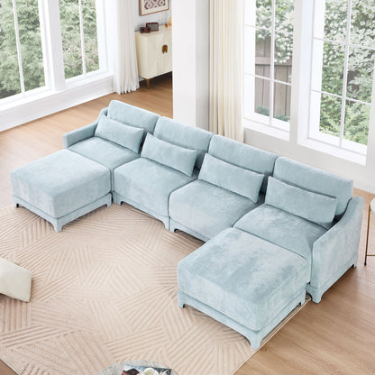 Stylish Sofa With Ottoman And Lumbar Pillows, Ergonomic Design Home Essentials