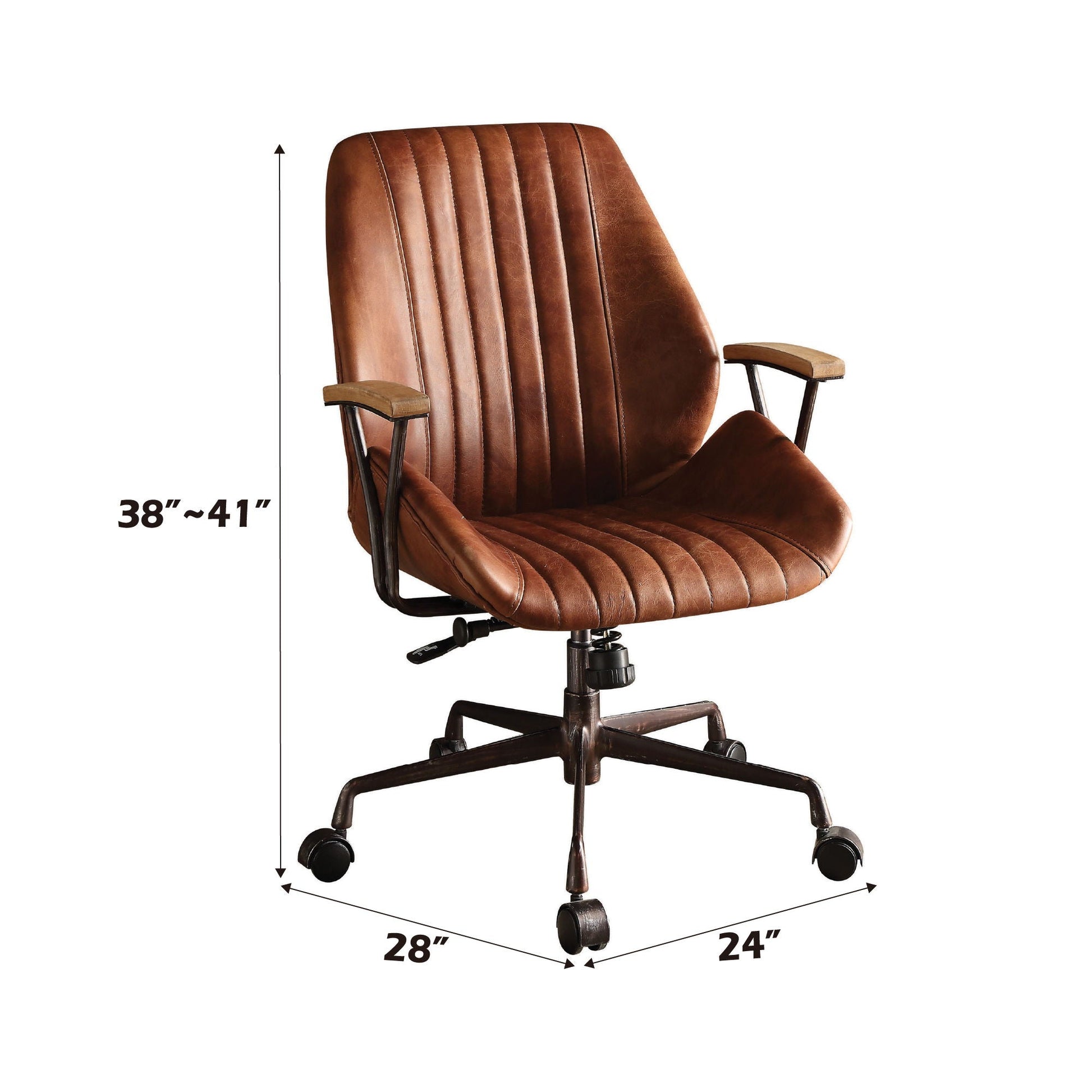Brancaster - Aluminum Top Grain Leather Office Chair - Coffee Acme
