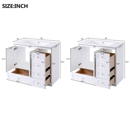 Shaker Free Standing Bathroom Vanity Cabinet With Sink, Soft Close Drawers, Soft Close Doors Hearth and Haven