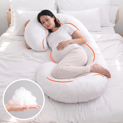 C - Shape Pregnancy Body Pillow With Soft Cover For Back - White US Pride