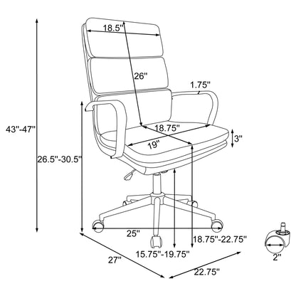 Molly - Upholstered Adjustable High Back Office Chair With Base - White Furniture Max