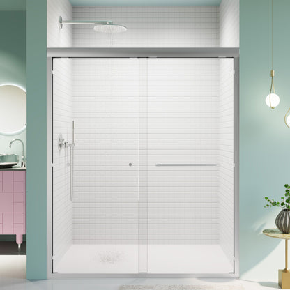 Semi-Frameless Double Sliding Shower Door, Bypass Shower Door, 1 / 4" (6Mm) Thick SGCC Tempered Glass Door Daily Nest